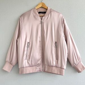 ZARA | Pink Satin Oversized Bomber Jacket